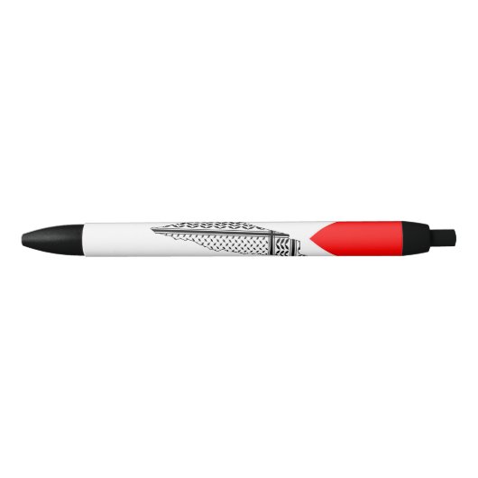 パレスチナ国旗とケフィヨンパターン付き地図 黒ボールペン (正面)