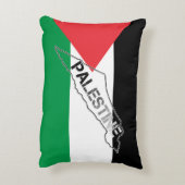 パレスチナ国旗に描かれたパレスチナの無料マップ アクセントクッション (裏面(縦))