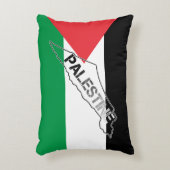 パレスチナ国旗に描かれたパレスチナの無料マップ アクセントクッション (正面(垂直))