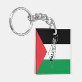 パレスチナ国旗に描かれたパレスチナの無料マップ キーホルダー (正面左)