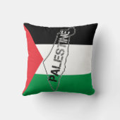 パレスチナ国旗に描かれたパレスチナの無料マップ クッション (裏面)