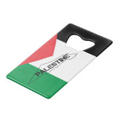 パレスチナ国旗に描かれたパレスチナの無料マップ クレジットカード栓抜き (正面アングル)