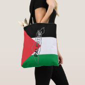 パレスチナ国旗に描かれたパレスチナの無料マップ トートバッグ (クローズアップ)