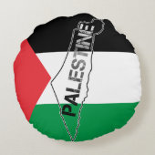 パレスチナ国旗に描かれたパレスチナの無料マップ ラウンドクッション (裏面)