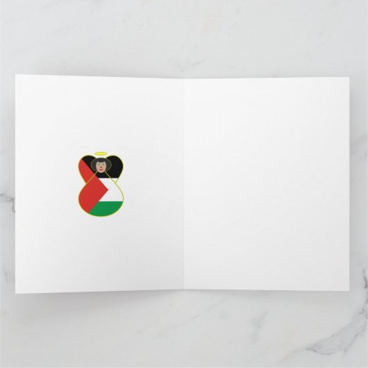 パレスチナ国旗のエンジェルクリスマスパーソナライズされた カード (内部)