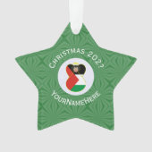 パレスチナ国旗のクリスマスエンジェルの年星 オーナメント (正面)