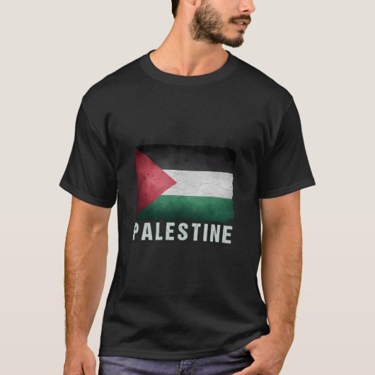 パレスチナ国旗のシャツ・パレスチナ国旗の長袖 Tシャツ (正面)