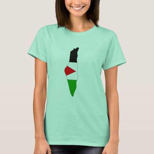 パレスチナ国旗の地図 Tシャツ (正面)