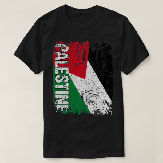 パレスチナ国旗ヴィンテージパレスチナ Tシャツ (デザイン正面)