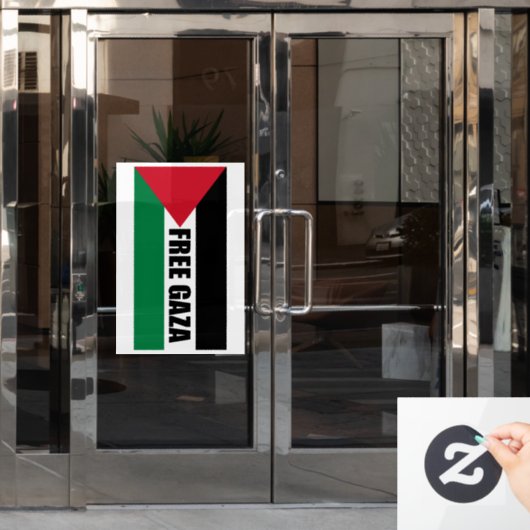 パレスチナ国旗救、ガジアジ、無料ガザ ウィンドウサイン (オフィスドア)