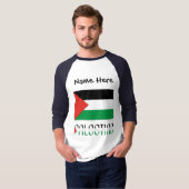 パレスチナ国旗 黒 個人名入れ Tシャツ (正面フル)