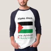 パレスチナ国旗 黒 個人名入れ Tシャツ (正面)