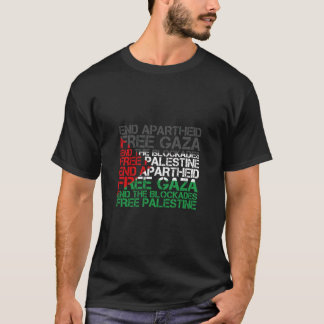 パレスチナ国旗Wordcloud End Apartheid 淡い色の Free  Tシャツ