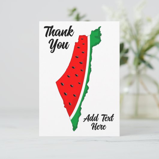 パレスチナ地図スイカの自由の象徴 サンキューカード (スタンド正面)