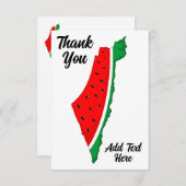 パレスチナ地図スイカの自由の象徴 サンキューカード (正面/裏面)