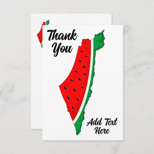 パレスチナ地図スイカの自由の象徴 サンキューカード (正面/裏面)