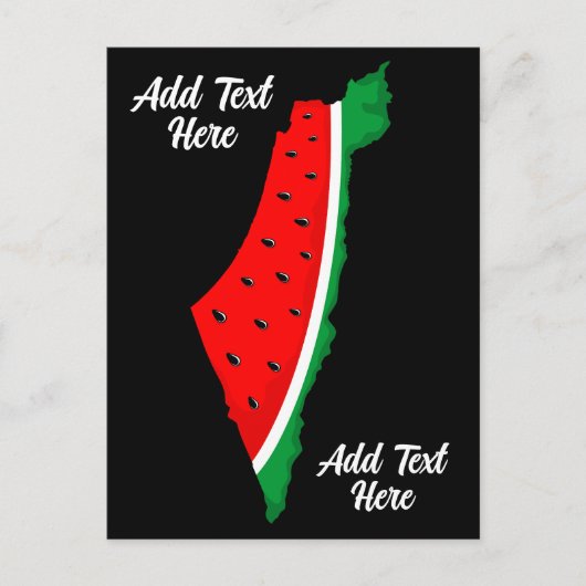 パレスチナ地図スイカの自由の象徴 シーズンポストカード (正面)