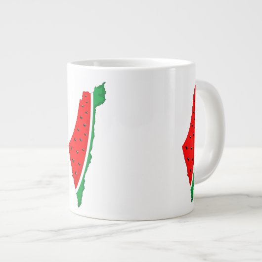 パレスチナ地図スイカの自由の象徴 ジャンボコーヒーマグカップ (正面右)