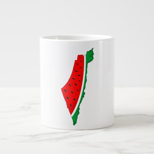 パレスチナ地図スイカの自由の象徴 ジャンボコーヒーマグカップ (正面)