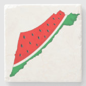 パレスチナ地図スイカの自由の象徴 ストーンコースター (正面)