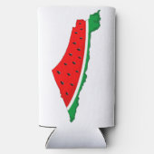 パレスチナ地図スイカの自由の象徴 スリム缶クーラー (裏面)