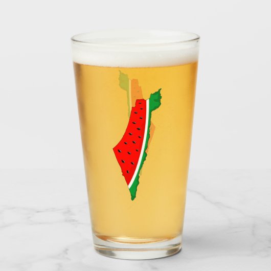 パレスチナ地図スイカの自由の象徴 タンブラーグラス (ドリンク正面)