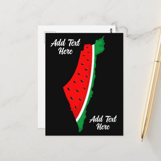 パレスチナ地図スイカの自由の象徴 ポストカード (正面/裏面インサイチュ)