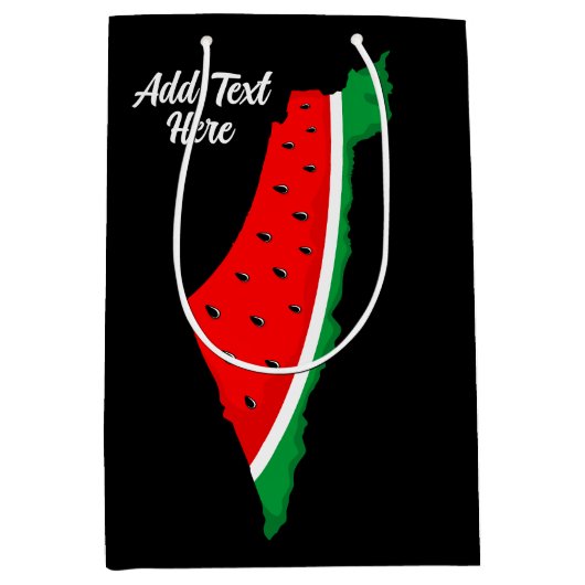 パレスチナ地図スイカの自由の象徴 ミディアムペーパーバッグ (正面)