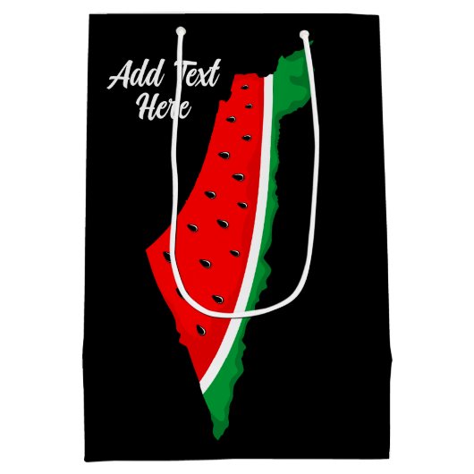 パレスチナ地図スイカの自由の象徴 ミディアムペーパーバッグ (裏面)