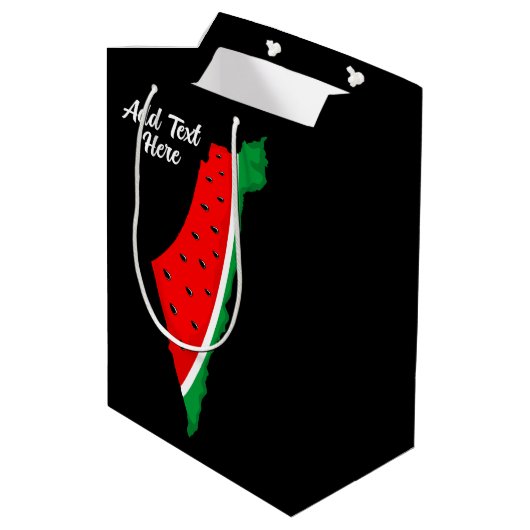 パレスチナ地図スイカの自由の象徴 ミディアムペーパーバッグ (裏面アングル)