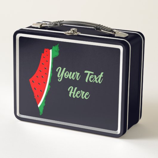 パレスチナ地図スイカの自由の象徴 メタルランチボックス (正面)