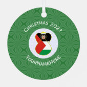 パレスチナ天使のクリスマスパーソナライズされた国旗 メタルオーナメント (裏面)