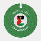 パレスチナ天使のクリスマスパーソナライズされた国旗 メタルオーナメント (正面)