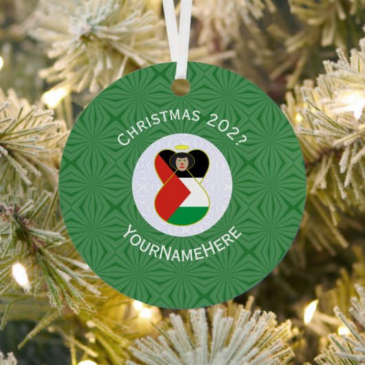 パレスチナ天使のクリスマスパーソナライズされた国旗 メタルオーナメント (インサイチュ)