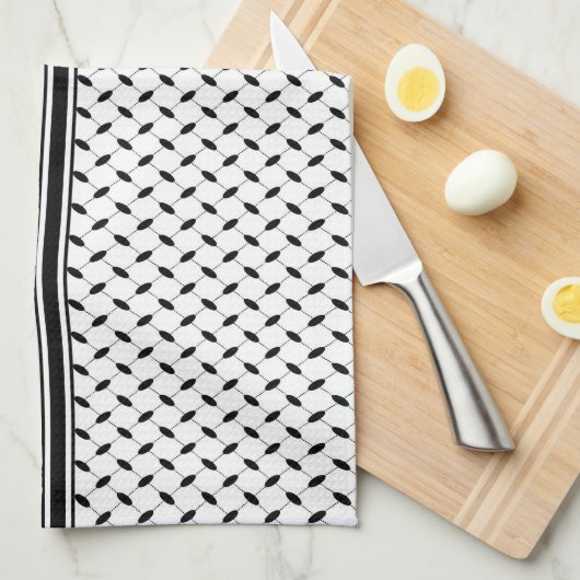 パレスチナ抵抗パターンのケフィエ記号 キッチンタオル (四つ折り)