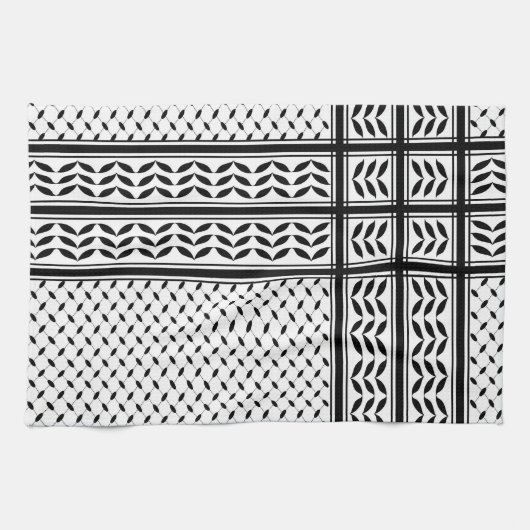 パレスチナ抵抗パターンのケフィエ記号 キッチンタオル (横)