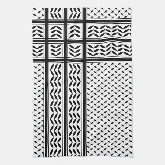 パレスチナ抵抗パターンのケフィエ記号 キッチンタオル (縦)