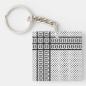 パレスチナ抵抗パターンのケフィエ記号 キーホルダー (正面)