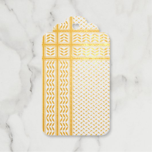 パレスチナ抵抗パターンのケフィエ記号 ギフトタグ (正面)