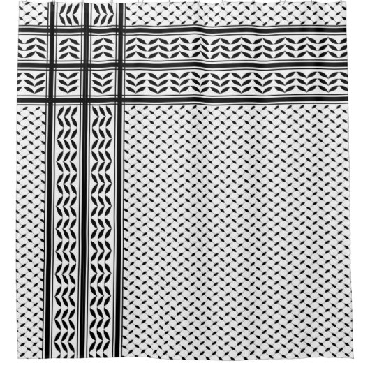 パレスチナ抵抗パターンのケフィエ記号 シャワーカーテン (正面)