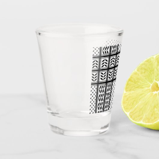 パレスチナ抵抗パターンのケフィエ記号 ショットグラス (左)