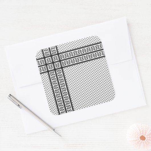 パレスチナ抵抗パターンのケフィエ記号 スクエアシール (封筒)