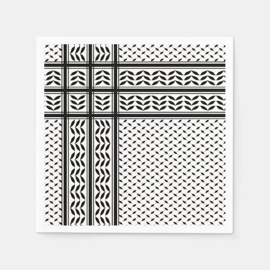 パレスチナ抵抗パターンのケフィエ記号 スタンダードカクテルナプキン (正面)