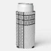 パレスチナ抵抗パターンのケフィエ記号 スリム缶クーラー (Seltzer正面)