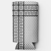 パレスチナ抵抗パターンのケフィエ記号 スリム缶クーラー (正面)