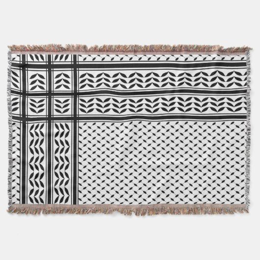 パレスチナ抵抗パターンのケフィエ記号 スローブランケット (正面)