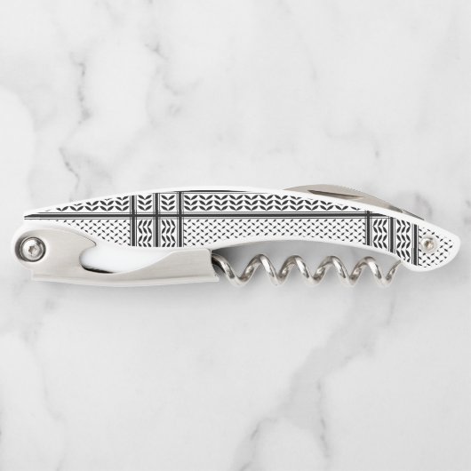 パレスチナ抵抗パターンのケフィエ記号 ソムリエナイフ (正面)