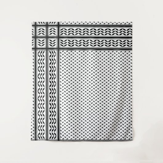 パレスチナ抵抗パターンのケフィエ記号 タペストリー (正面)