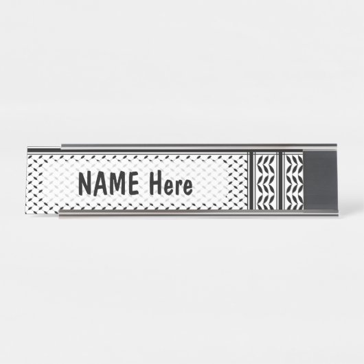 パレスチナ抵抗パターンのケフィエ記号 デスクネームプレート (正面)