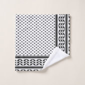 パレスチナ抵抗パターンのケフィエ記号 バスタオルセット (ウォッシュタオル)